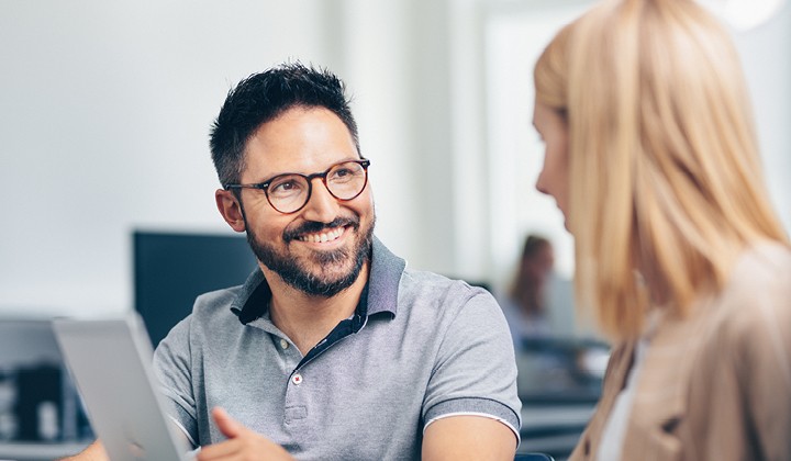 Accounting staff in conversation