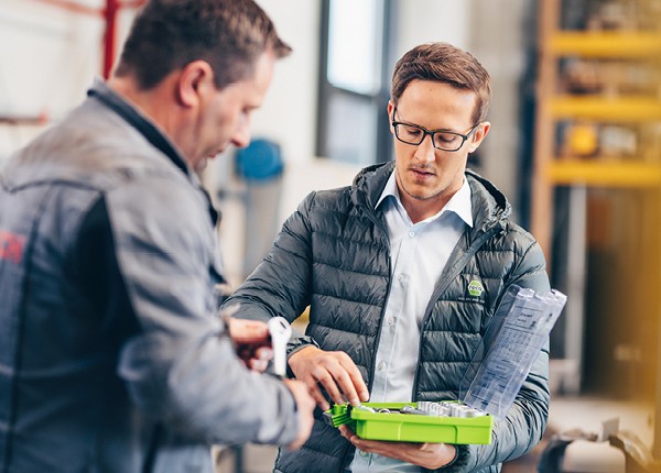 Sales representative customer meeting