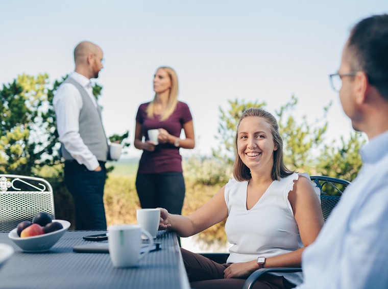 Employee break conversation