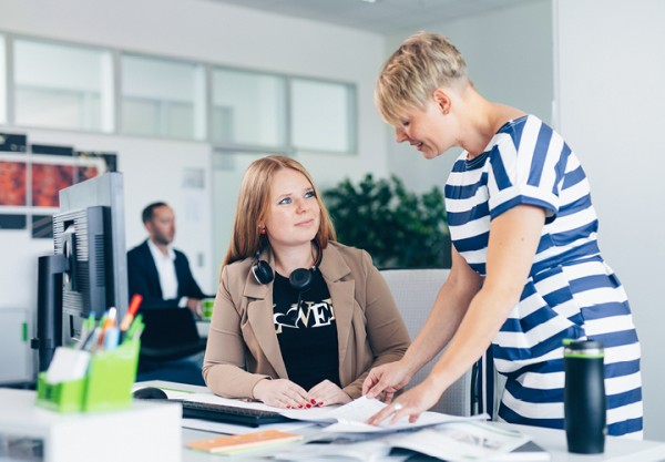 Sales office in conversation