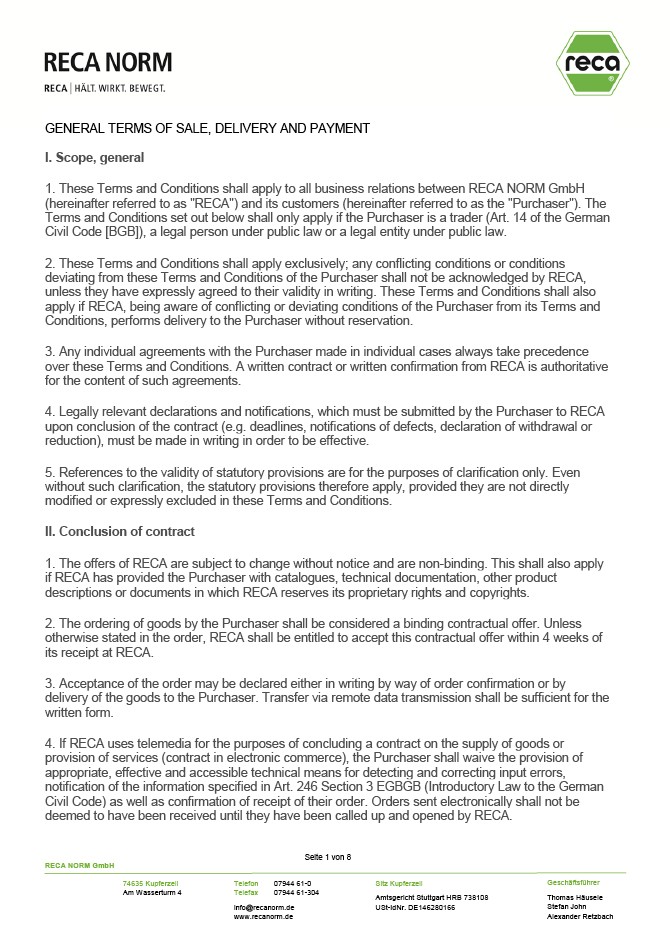 General terms and conditions